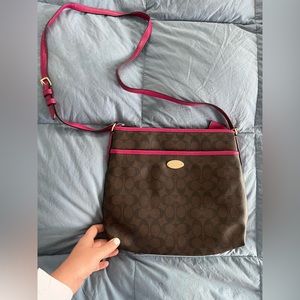 Coach crossbody purse, pink accents, NEW
